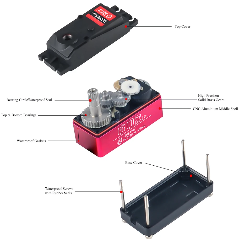 Цифровой сервопривод 60 кг полностью Металлическая шестерня высокий крутящий
