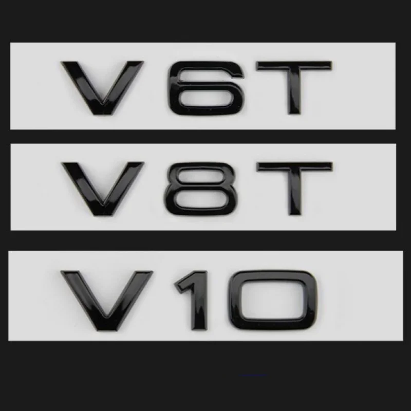 Фото 3d ABS автомобильные буквы V10 V8T V6T логотип автомобильное крыло боковая эмблема значок наклейка для A6 C7 S4 A4 B7 SQ7 R8 S8 S6 наклейка аксессуары №3