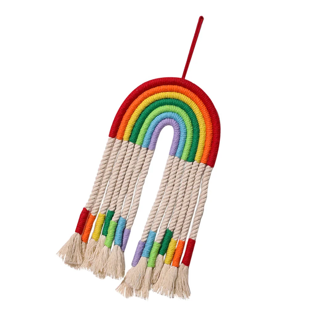 

1Pc Christmas Home Hanging Blanket Colorful Rainbow Pendant Woven Tassel Decor