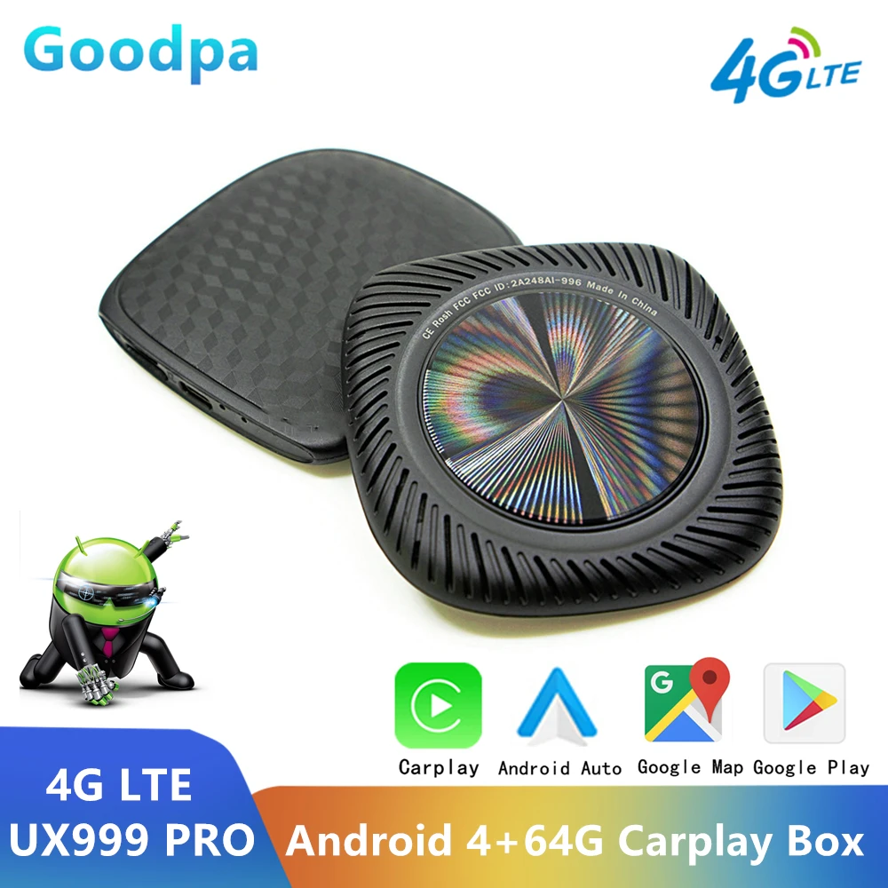 

UX999 Pro Carplay Ai Box Android System Wireless Android Auto GPS Built-in 4G LTE Smart Car Multimedia Adapter Youtube Netflix