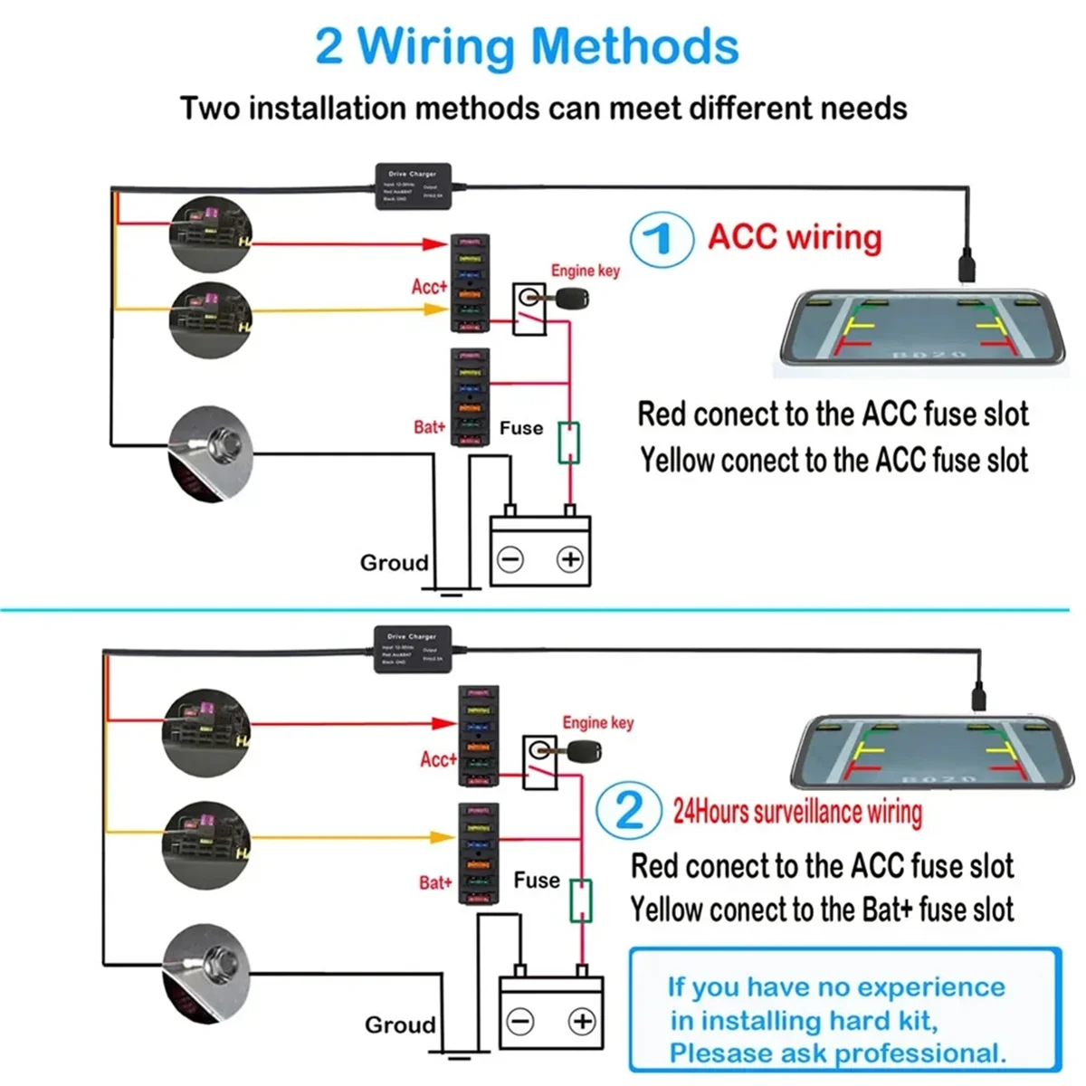 For 70mai Hardwire Kit UP03 Only Type-C Port for A810 X200 Omni M500 24H Parking Monitor Power Line(B)