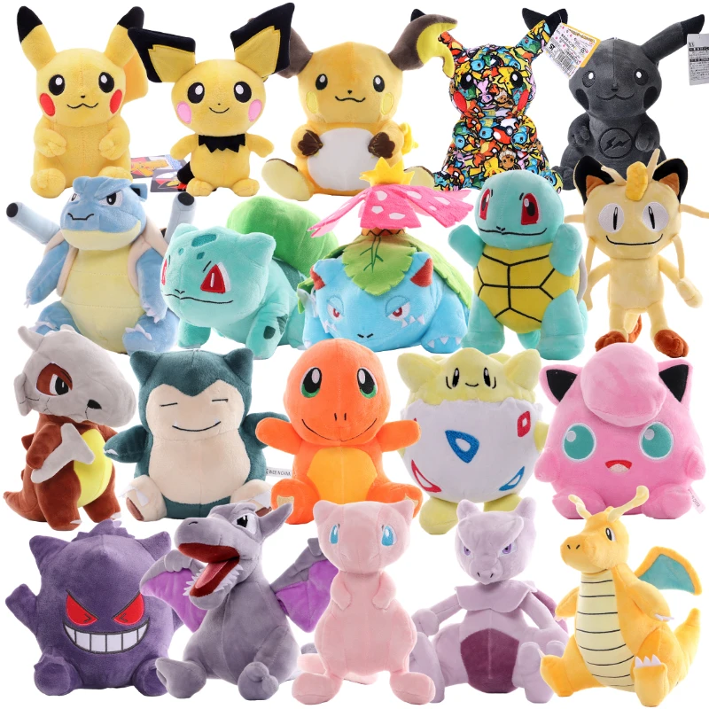 40 Styles Takara Tomy Pokemon Plush Pikachu Mewtwo Mew Dragonite Squirtle Bulbasaur Soft Stuffed Doll Toy Kawaii Gift for Girl