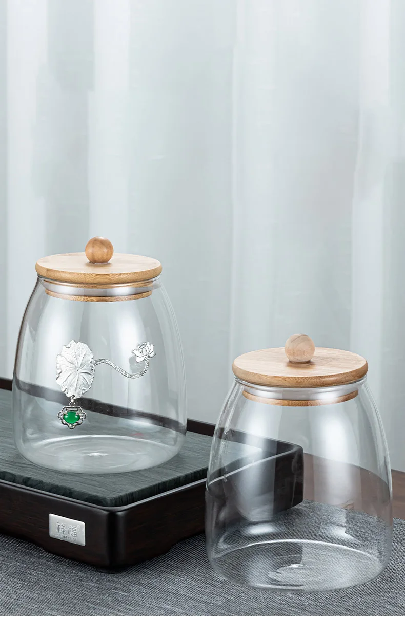 Прозрачный резервуар для хранения из боросиликатного стекла Бамбуковая