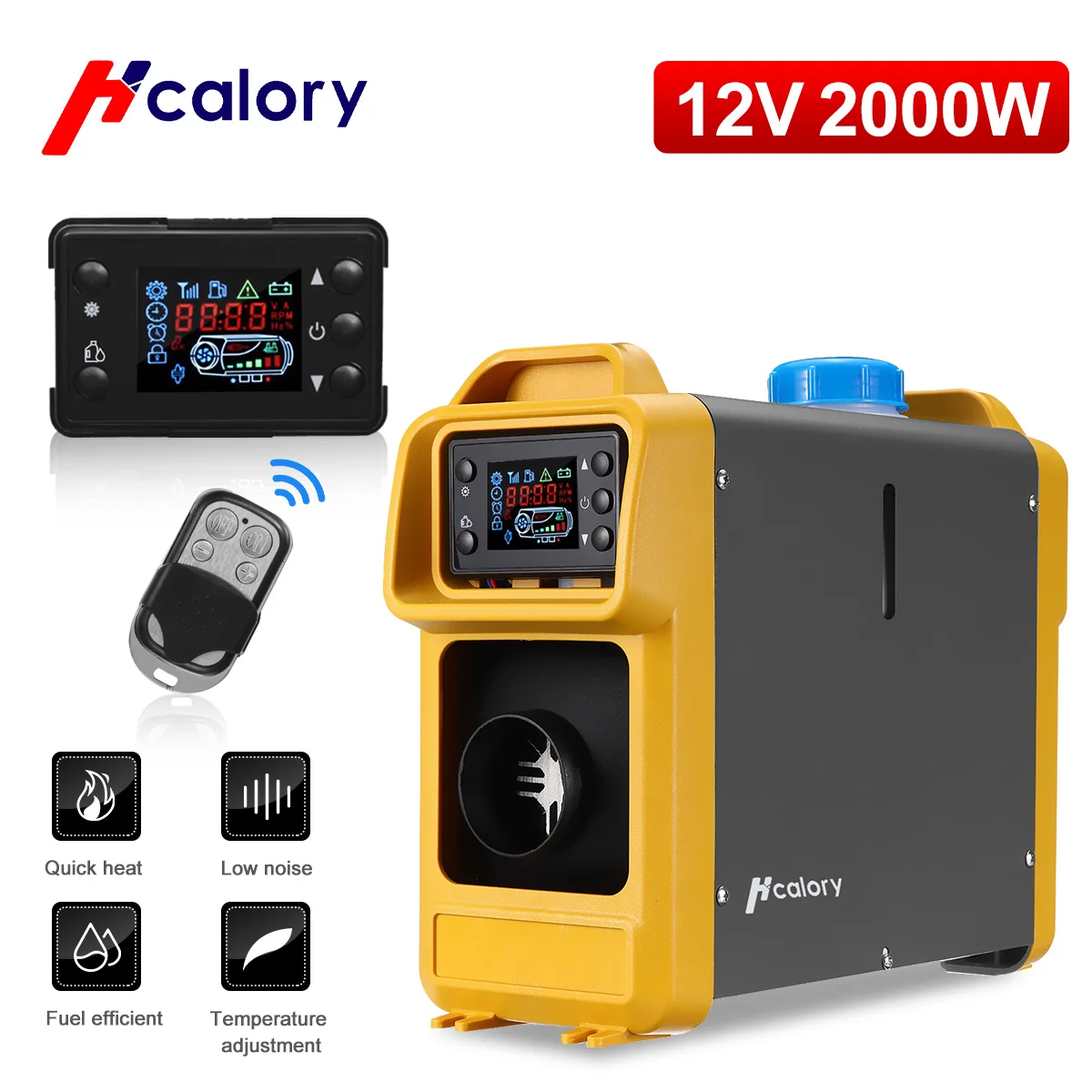 $91.30 HCalory 2KW 12V Car Heater All In One  Air Diesels Parking Heater Car Heater For Trucks Cars RV Boats Bus LCD Switch+Remote