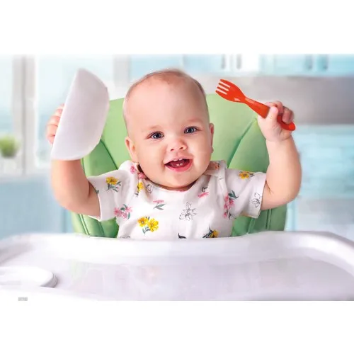 Babyjem тарелка без спиц и ложка для еды столовые приборы оранжевого цвета