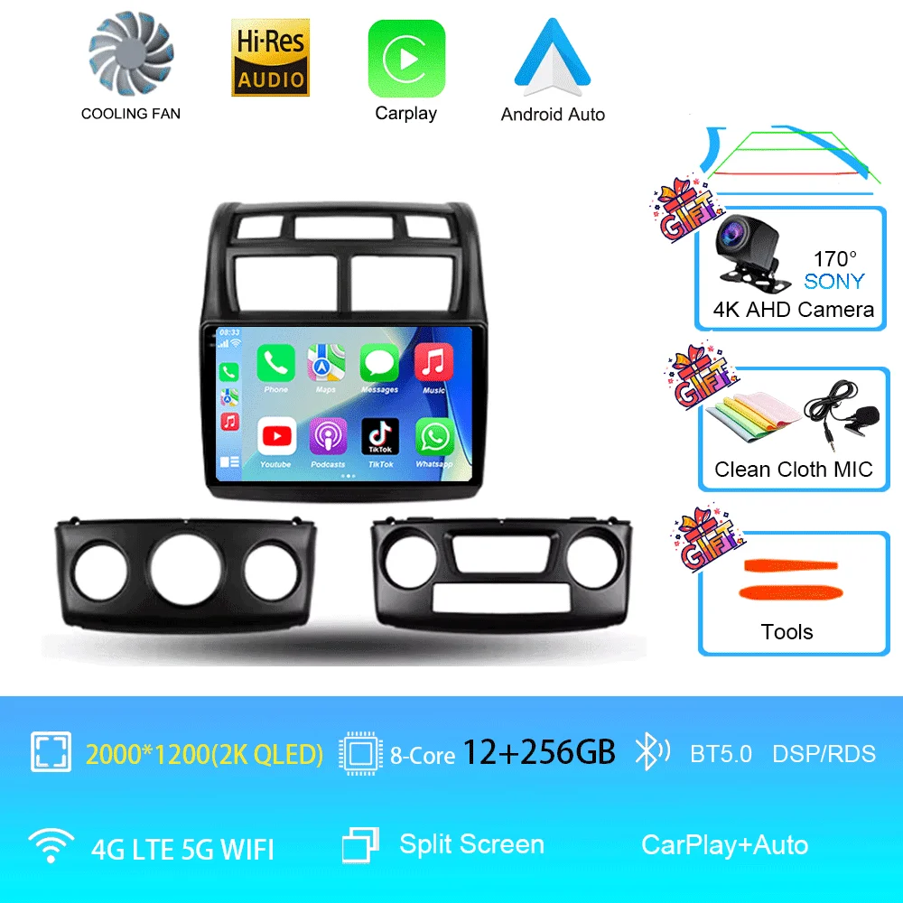 

Автомобильный радиоприемник Android 15 для Kia Sportage 2 2007-2009, мультимедийный видеоплеер, навигационный стерео GPS, без 2din 2 din dvd