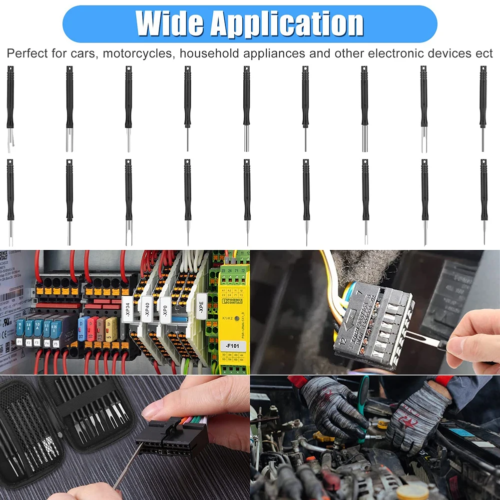 

18 шт. набор инструментов для снятия клемм инструмент для снятия автомобильной вилки кабеля игольчатый Съемник с длинной ручкой захват проводки терминалы проводки автомобильный инструмент