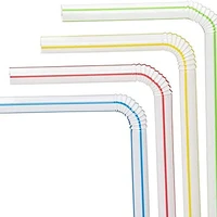 disposable plastic drinking straws multi colored striped bendable elbow straws party event alike supplies color random