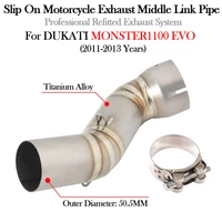 slip on motorcycle exhaust modify muffler titanium alloy middle link pipe escpae moto for ducati monster 1100 evo 2011 2012 2013