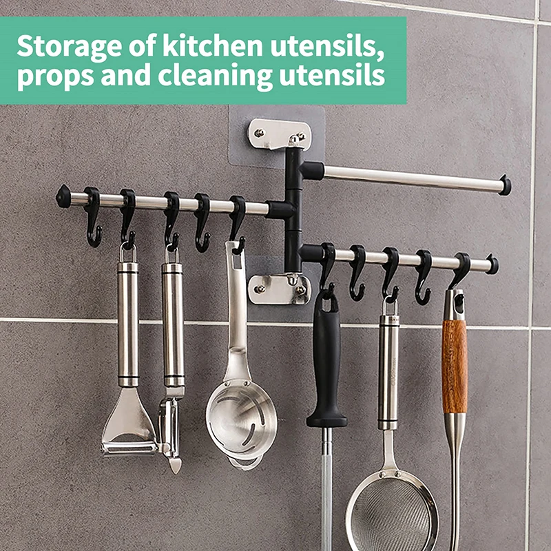 

Kitchen Shelf Organizer Wall Mounted Storage Racks Utensil Hanger Hook Home Storage Organization Accessories