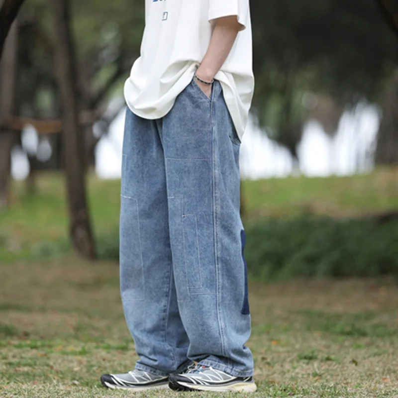 Men Clothing 2022 Autumn and Winter New Straight Loose Cylinder Jeans Vintage  Comfortable Blue Broad Leg Harun Trousers Female