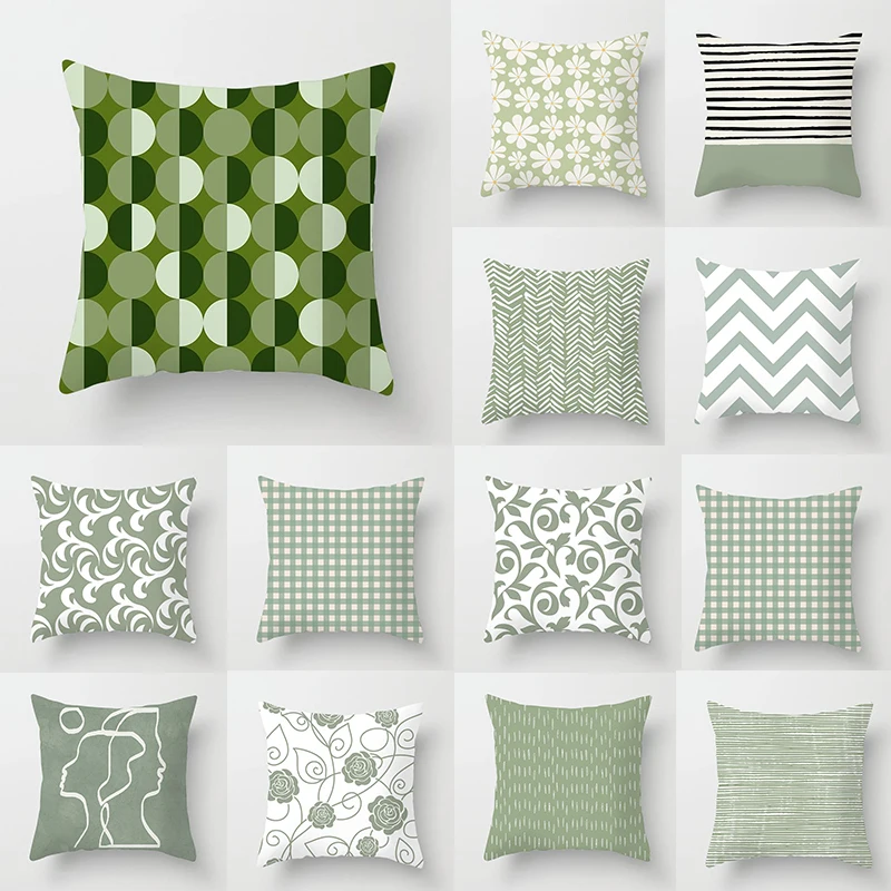 

Green Pattern Throw Pillows Cover Car Decor Pillowslip Pillow Case Cushion Cover High-quality Home Supplies 45*45cm