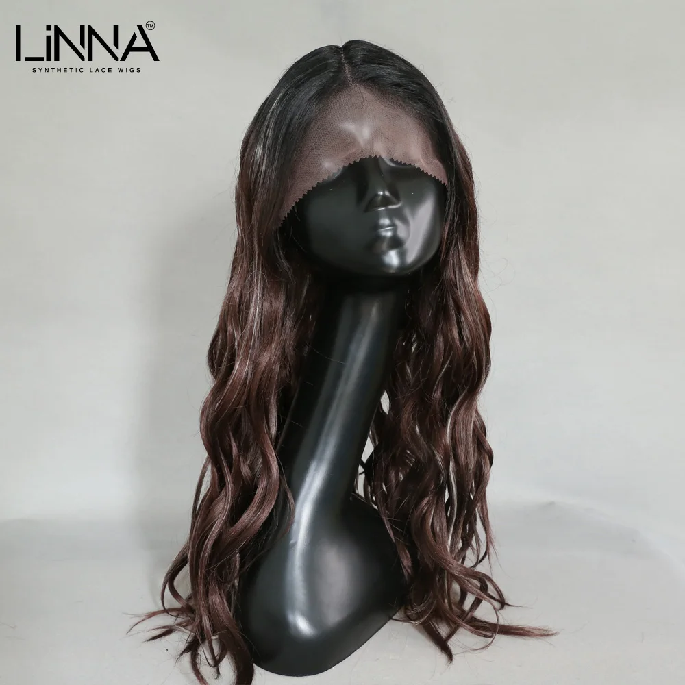 

Длинные коричневые синтетические парики LINNA с эффектом омбре для женщин, длинные волнистые парики блонд цвета для косплея, парики из термос...
