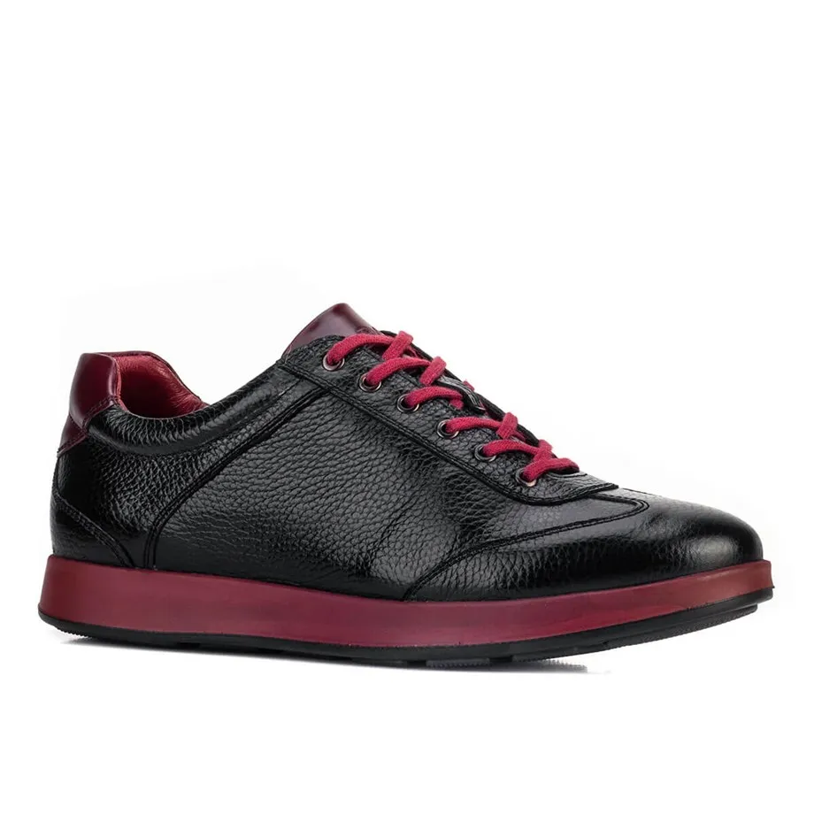 

Genuine leather black lace-up men's casual shoes