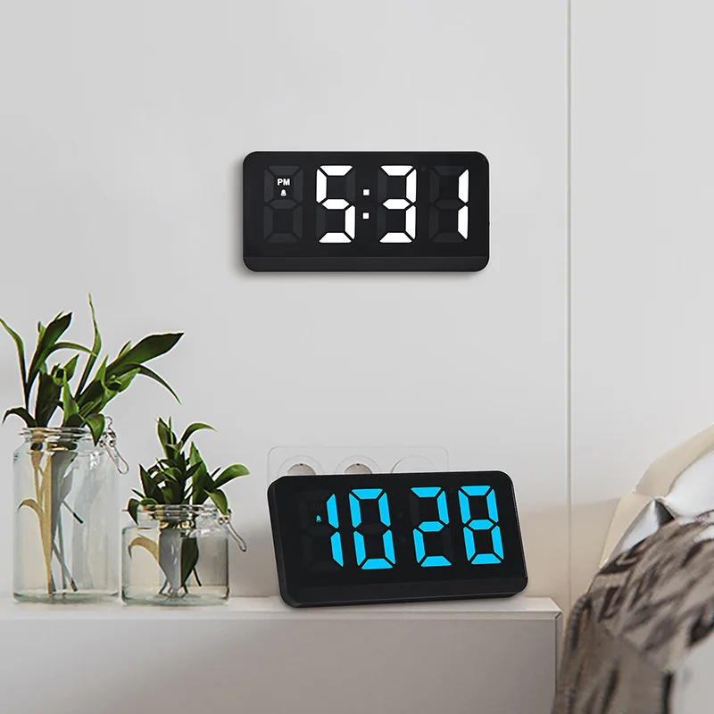 

Digital Alarm Clock RGB Color Change LED Wall Clock Wall-Mounted TemperatureTime Display Table Desktop Clock Lamp Home Decor