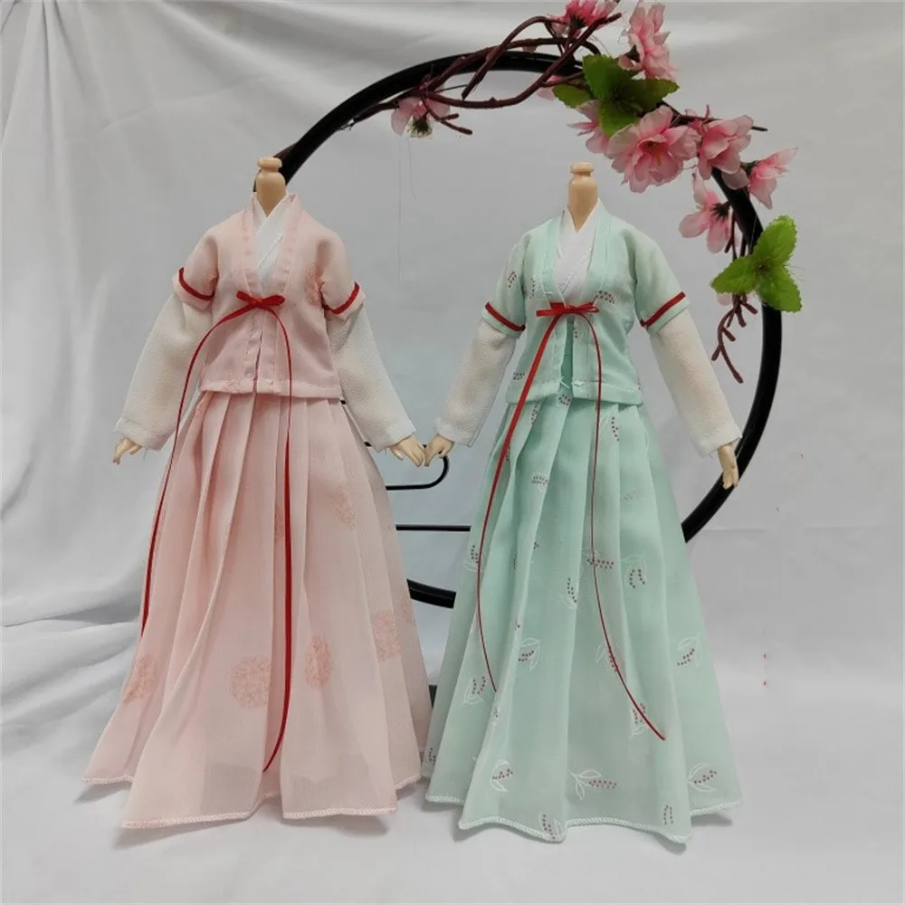 

1/6 Female Chinese Ancient Tradition Hanfu Dress Antique Printing Shirt for 12inch Elf Figure Model Clothing Amine DOll Toys