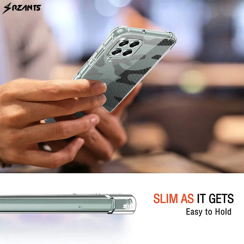 

Rzants case for Samsung Galaxy M53 5G Four Cornor Strong Shockproof Half Clear Camouflage Cover