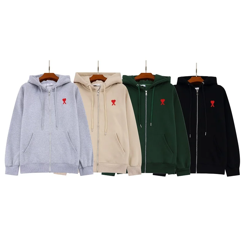 

Spring/Autumn Korea Fashion 2022 AMI Renewed Men's Hoodies Men Jacket High Zipper Coat Loose Casual Long Sleeve Hoodies