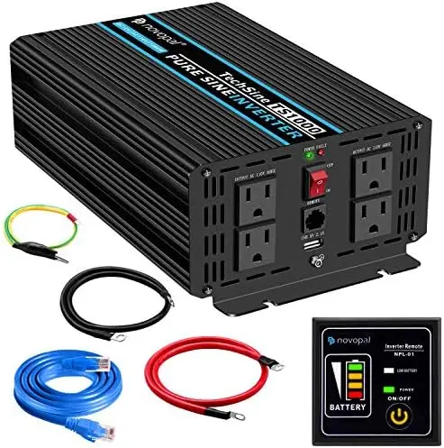 

Sine Wave Power Inverter 1000 Watt 12V DC to 110V/120V AC Converter 4 AC Outlets Car Inverter with One USB Port 16.4 Feet Remote