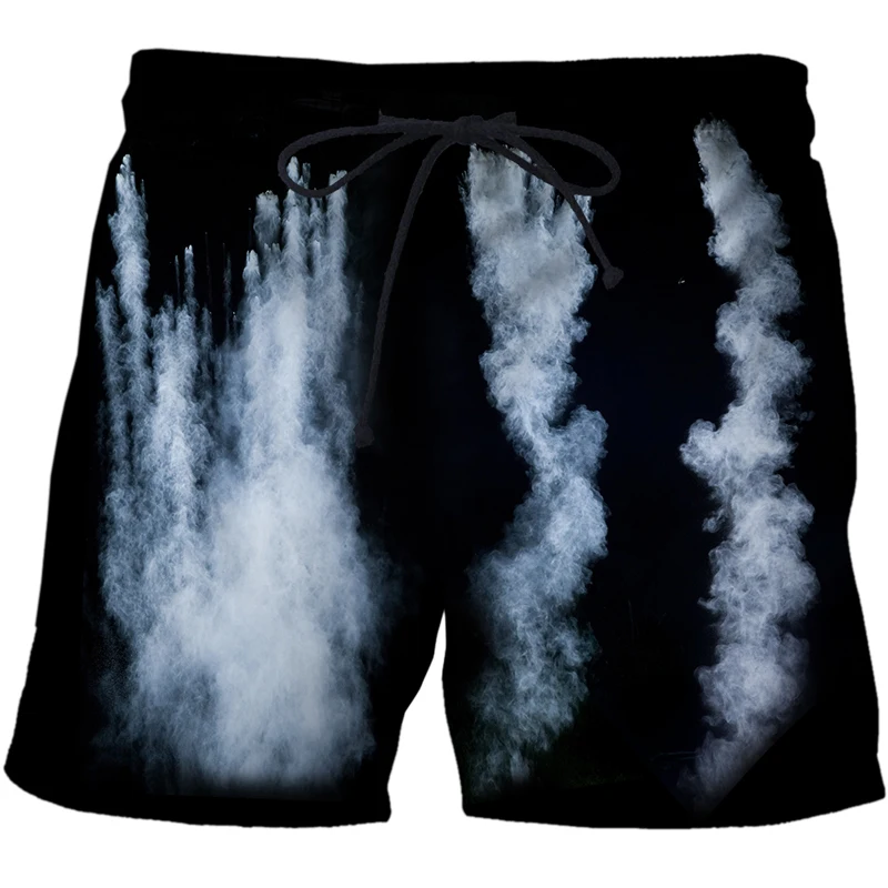 Shorts fun seaside beach pants personalized creative smoke 3D printing men quick dry swimsuit comfortable fitness pants