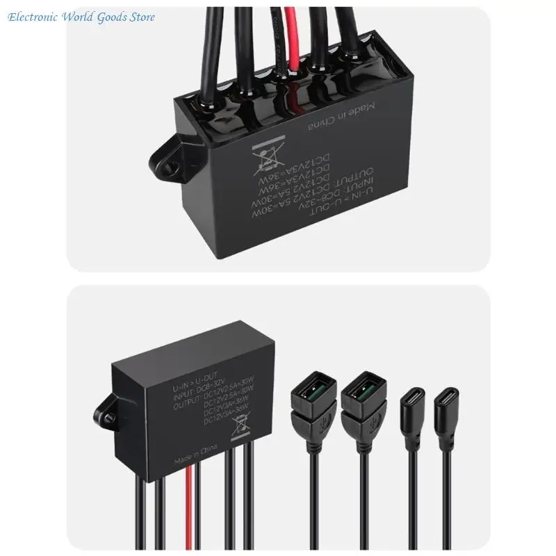 Фото A3PD 12 В 24 В типа C USB 4-портовый гнездовой зарядный модуль для корабля, автомобиля, грузовика №4