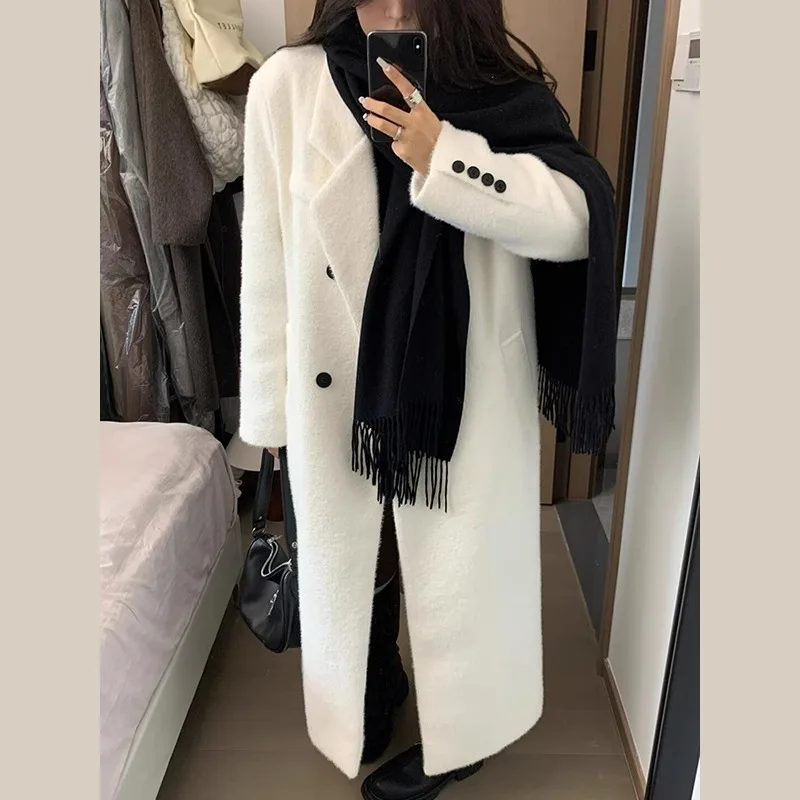 Женское шерстяное пальто с пуховой подкладкой новинка зимы 2024