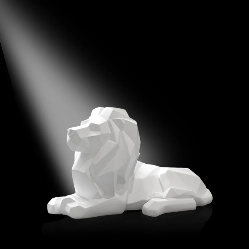 

Nordic Geometric Origami Lion Statue Decor Resin Crafts Animals Art Sculpture Home Decoration Accessories Living Room