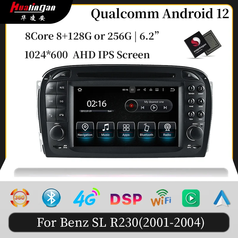 

Hualingan for Mercedes R230 Android Radio SL500 radio 6.2 inch TouchScreen Carplay Navigation Android 12 Stereo Android Auto