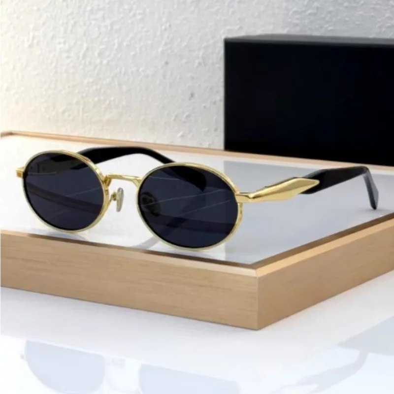 Маленькие овальные металлические солнцезащитные очки женские 65z новые люксовые