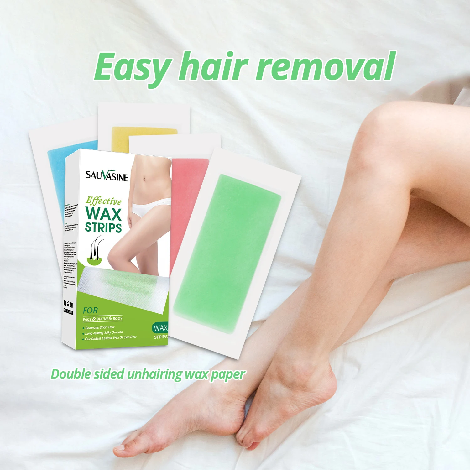 

32 Pcs Perpetual Professional Hair Removal Wax Strips Paper Quick Removal for Armpits Arms Thighs Body Smooth Skin Depilation