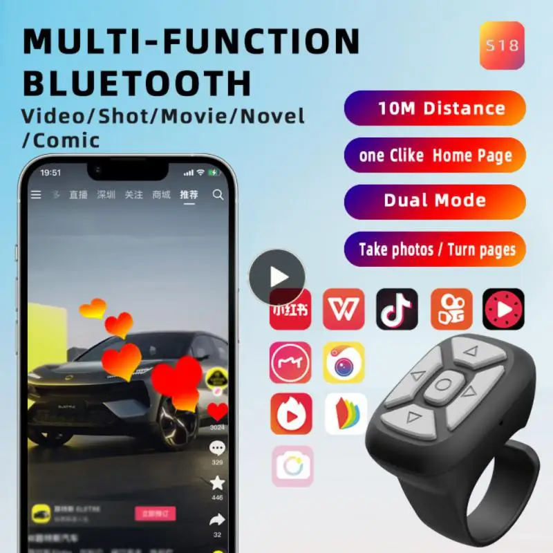 

Remote Control Mini Fingertip Automatic Page Turner For Phones Remote Control Fingertip Selfie Video Controller