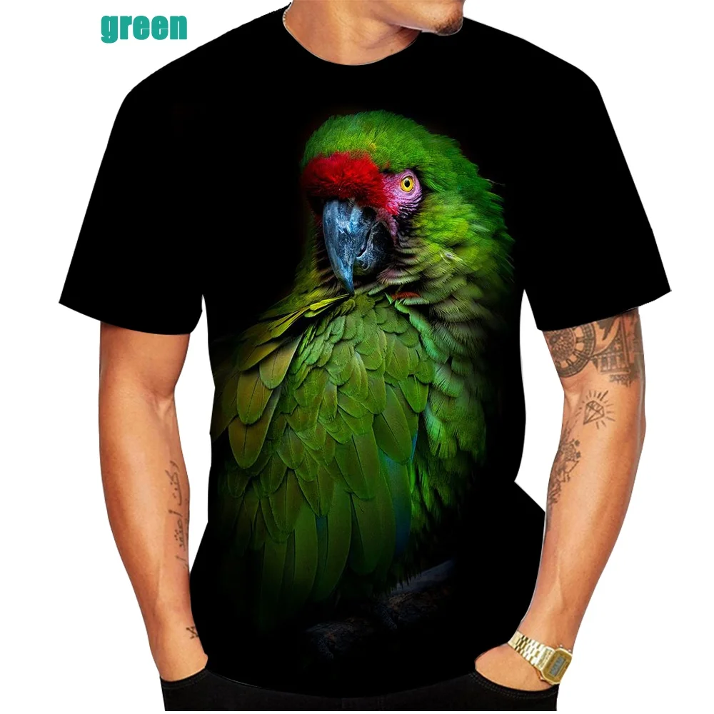 Футболка Мужская/женская с 3D-принтом модная тенниска рисунком животного попугая