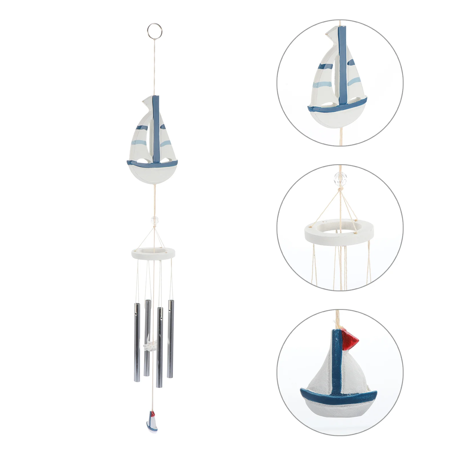 

Wind Chime Bell Chimes Hanging Sailboat Pendant Nautical Decorations Garden Beach Outdoor Outside Decorative Ocean Boat Wall