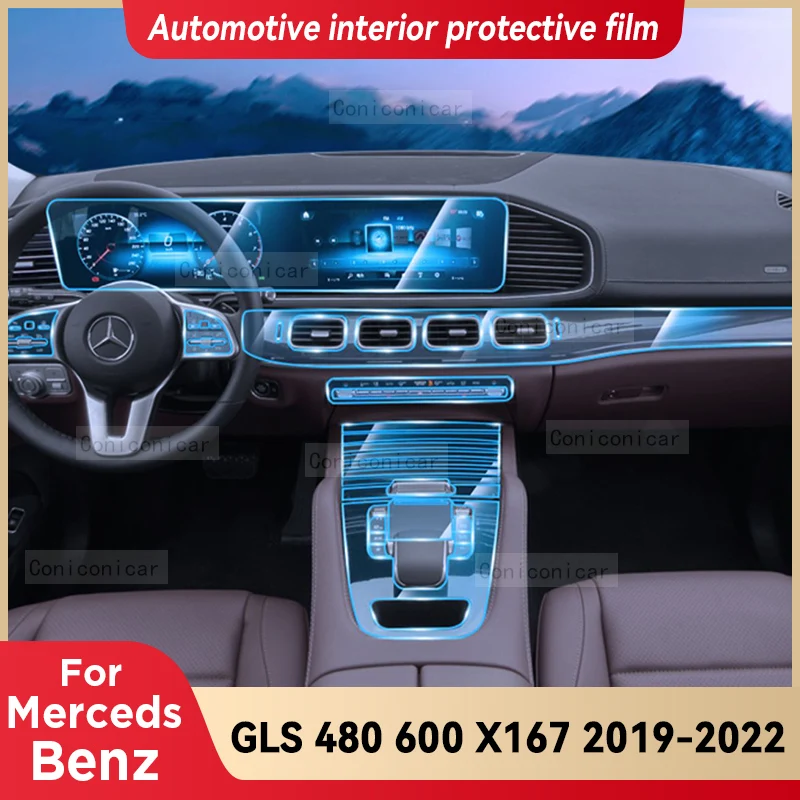 

For Merceds Benz GLS 480 600 X167 2019-2022 Car Interior Gearbox Panel Sticker Anti-Scratch Protective Repair Film Accessories