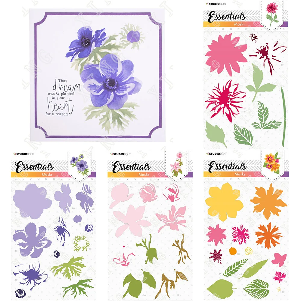 

Dahlia Magnolia Flower Anemone Floral Patterns Layering Stencils Diy Painting Paper Scrapbooking Coloring Kids Fun Drawing Molds