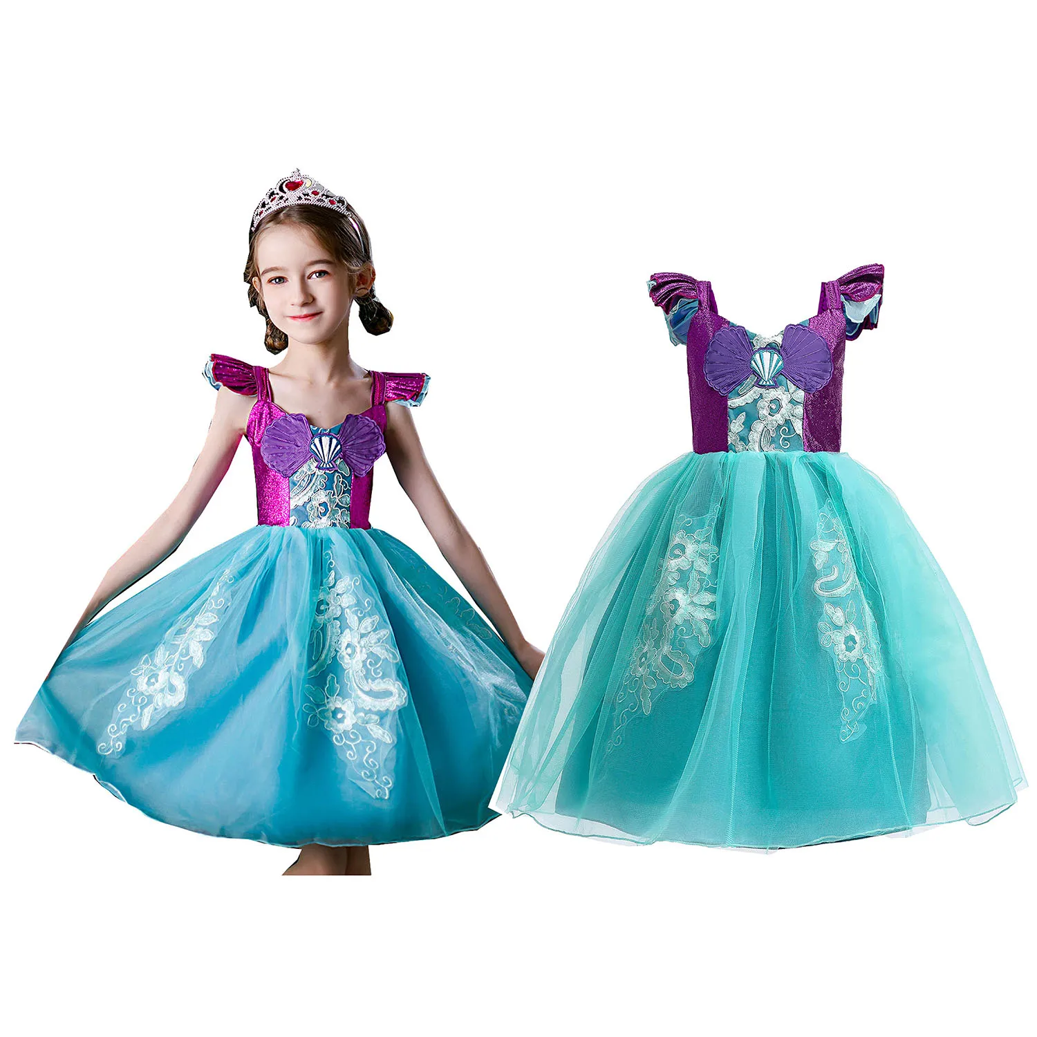 Блестящее платье принцессы Русалки Ариэль для маленьких девочек косплея на