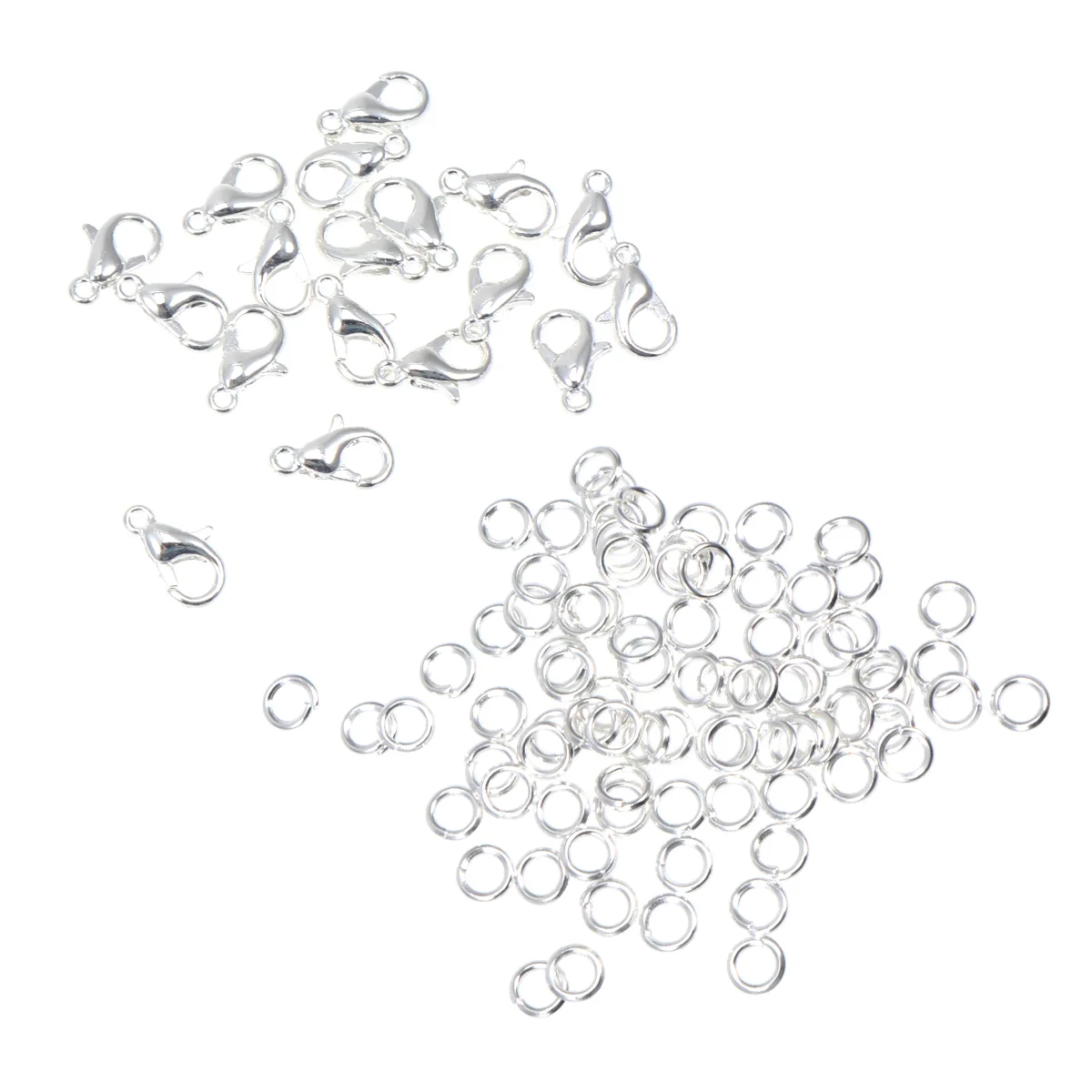 

1 Set DIY Jewelry Accessories Lobster Clasps Metal Circles Keychain Bracelet Necklace Supplies Silver