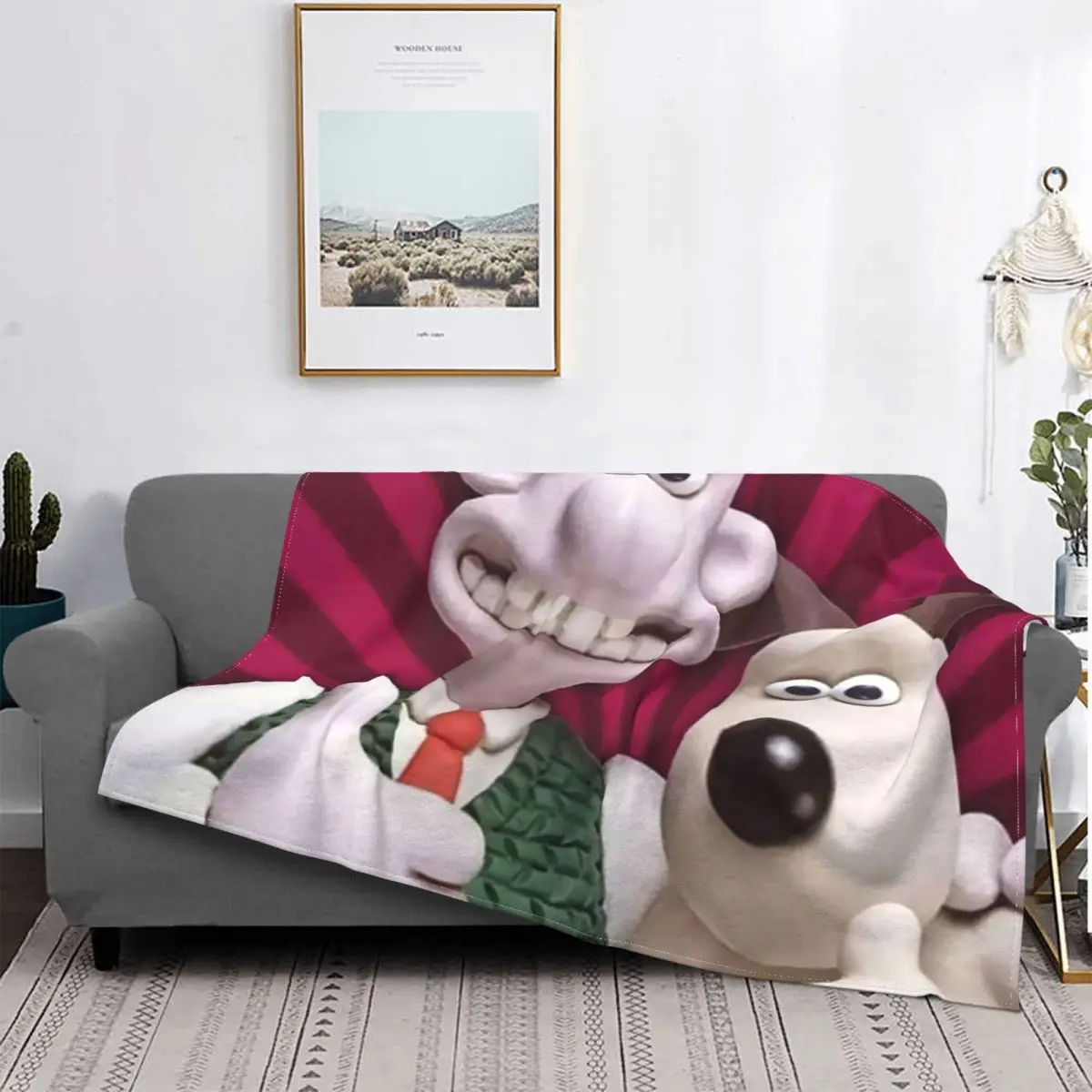 

Мягкое фланелевое одеяло Wallace Gromit, смешное одеяло с мультяшным рисунком, для постельного белья, офиса