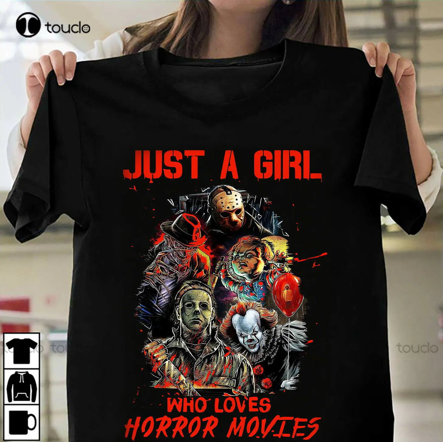 

New Just A Girl Who Loves Horror Movies Halloween T-Shirt Squad Horror Scary Tee Tshirt Dress Unisex Fashion Funny Tshirt