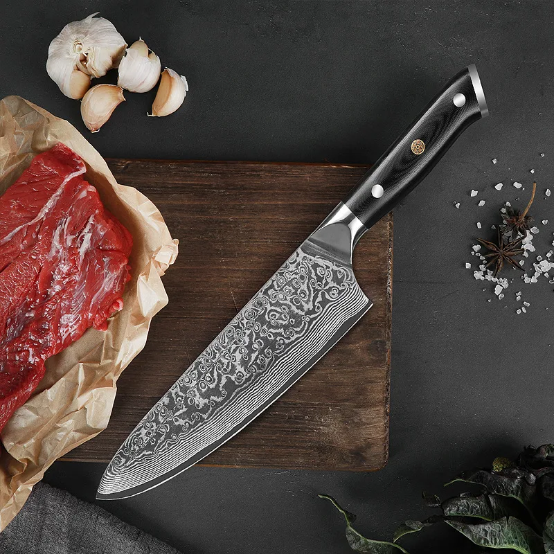 

Оригинальный дамасский нож 67 слоев Дамасская сталь VG10 8,5 Дюймов Pro Sashimi суши шеф-повар Kiritsuke Gyutou Мясницкий рыболовный кухонный нож