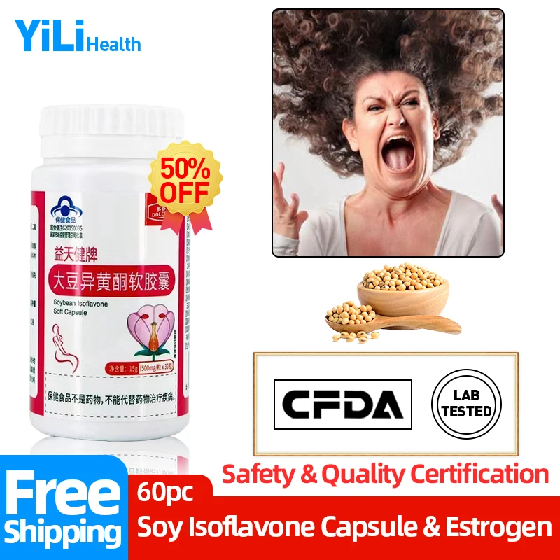 

Soy Isoflavones Supplements Estrogen Hormones Pills Menopause Treatment Capsules for Women CFDA Approve Products 30pc/bottle