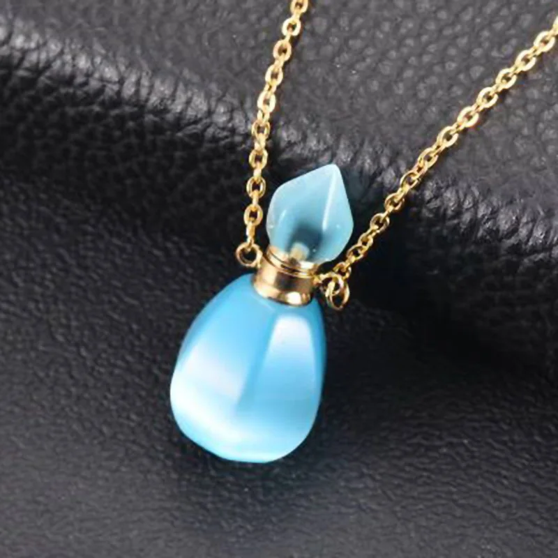 Ожерелье тигровый глаз с синим/зеленым кристаллом кошачий из натурального камня