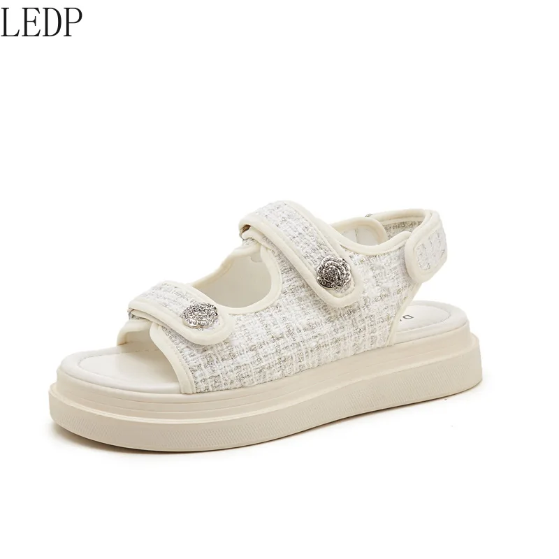

Женские уличные сандалии LEDP, летняя новая спортивная женская обувь, сандалии для отдыха на толстой плоской мягкой подошве