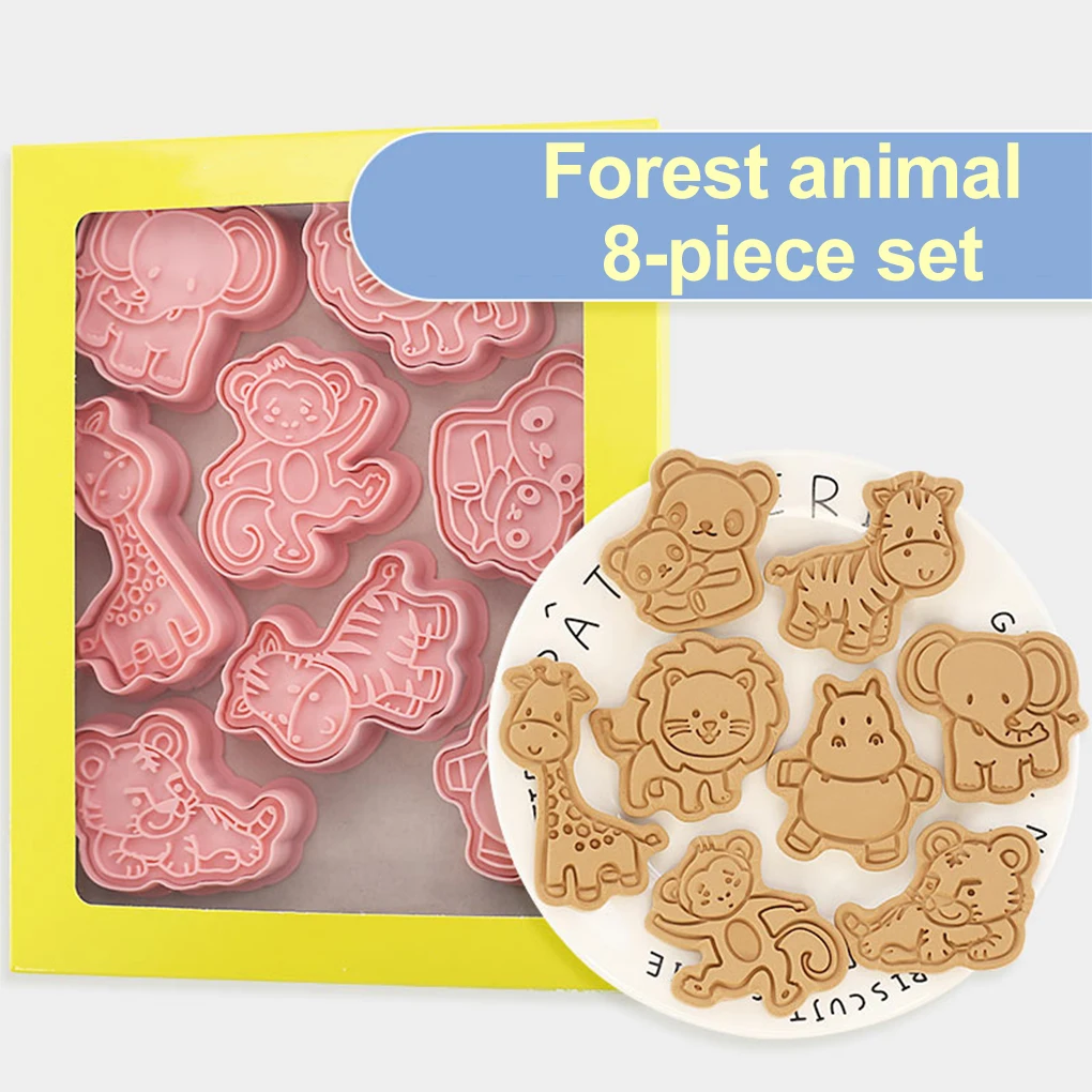

8pcs DIY Christmas Cartoon Biscuit Mould Cookie Cutter 3D Biscuits Mold ABS Plastic Baking Mould Cookie Decorating Tools