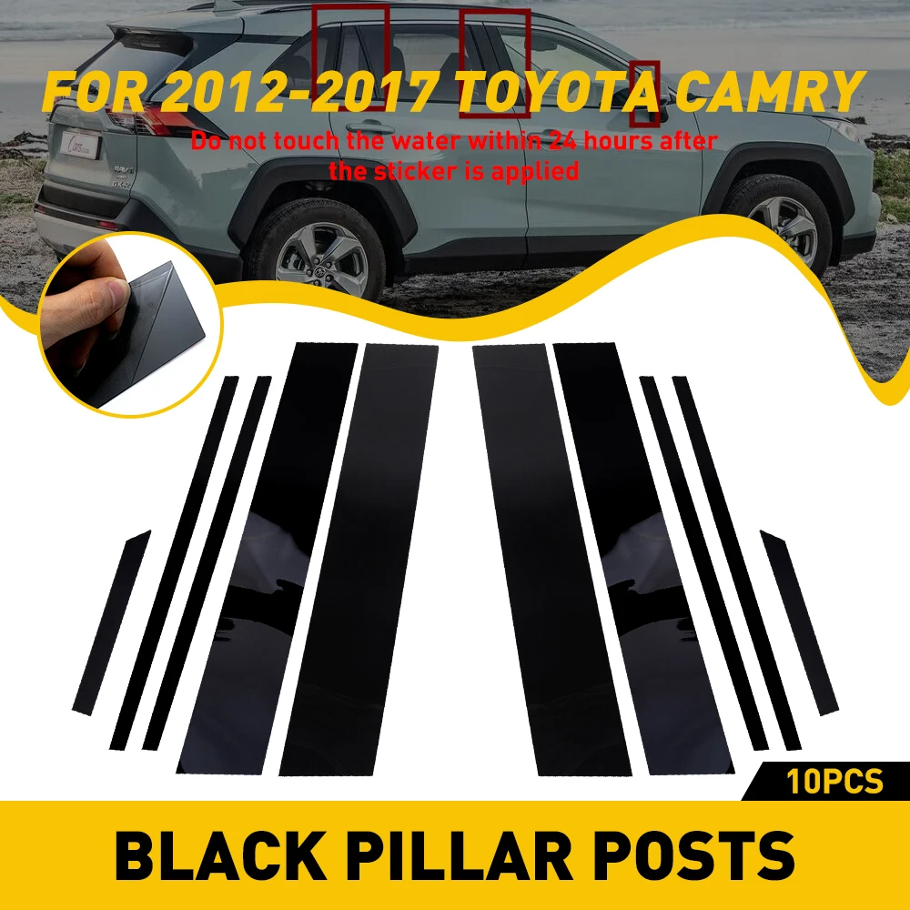 

10pcs Car Black Mirror Window Pillar Posts Set Cover Door Trim For Toyota RAV4 2019 2020 2021 Sticker Styling Auto Accessories