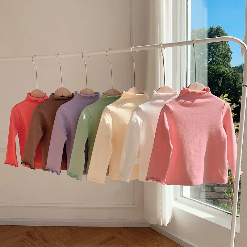 

HoneyCherry Spring New Girls Half Turtleneck Long Sleeve T-shirt Girls Clothes