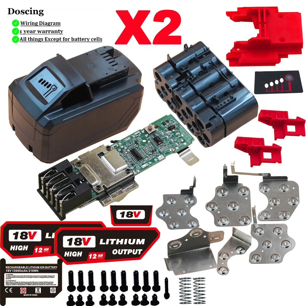Аккумулятор Doscing, 15*21700, аксессуары с печатной платой для Milwaukee 18V M18 M18B Lithium XC 48111850 48111862 48111840 48111828