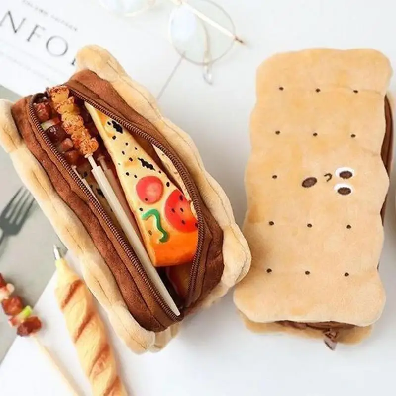 

Симпатичный креативный мягкий плюшевый пенал для карандашей с изображением печенья и сэндвича, чехол, сумка, кошелек с милыми мультяшными ж...