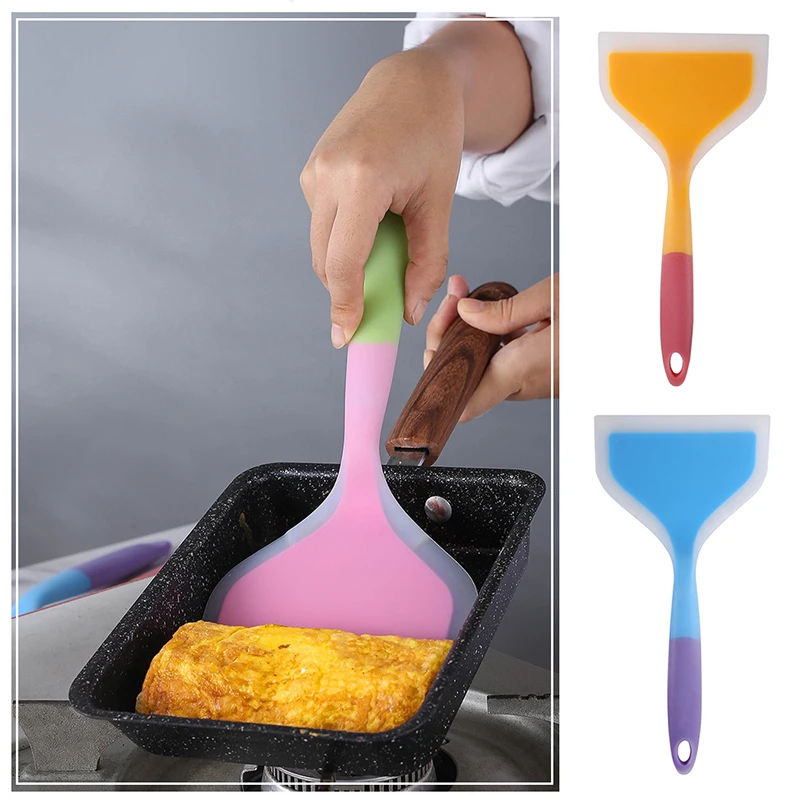 

Silicone Kitchen Ware Cooking Utensils Spatula Beef Meat Egg Kitchen Scraper Wide Pizza Cooking Tools Shovel Non-stick Pan