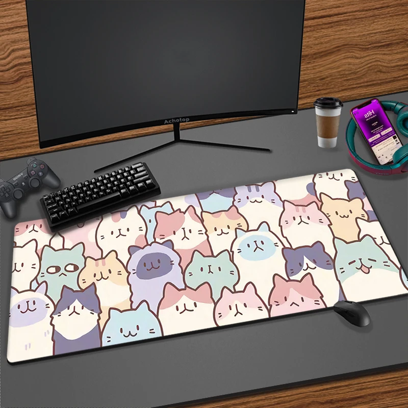 Büyük ofis Mouse Pad sevimli kedi PC oyuncu bilgisayar Kawaii Mousepad masa oyun klavyesi pedleri dizüstü yastık sümen alfombrilla